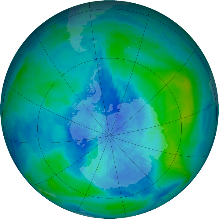 Antarctic ozone map for 18 March 2002